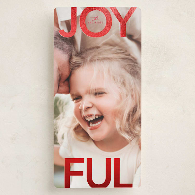 "Joyful" - Holiday Cards in Cranberry by Stacy Maalouf - Front