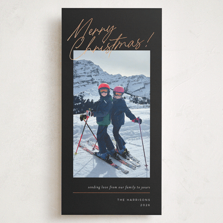 "From Our Family" - Holiday Cards in Licorice by Chryssi Tsoupanarias - Front