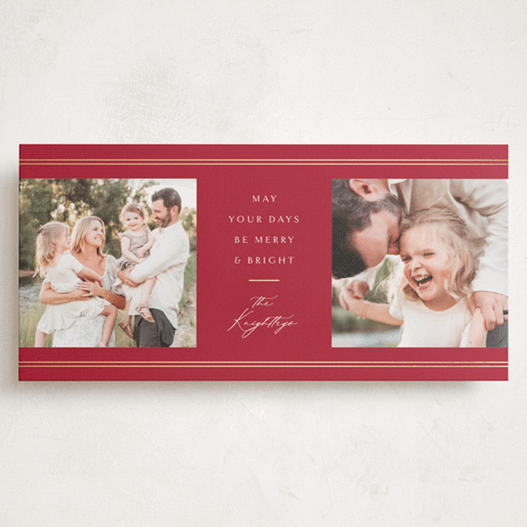"Double Bands" - Holiday Cards in Mulled Wine by Melanie Kosuge - Front