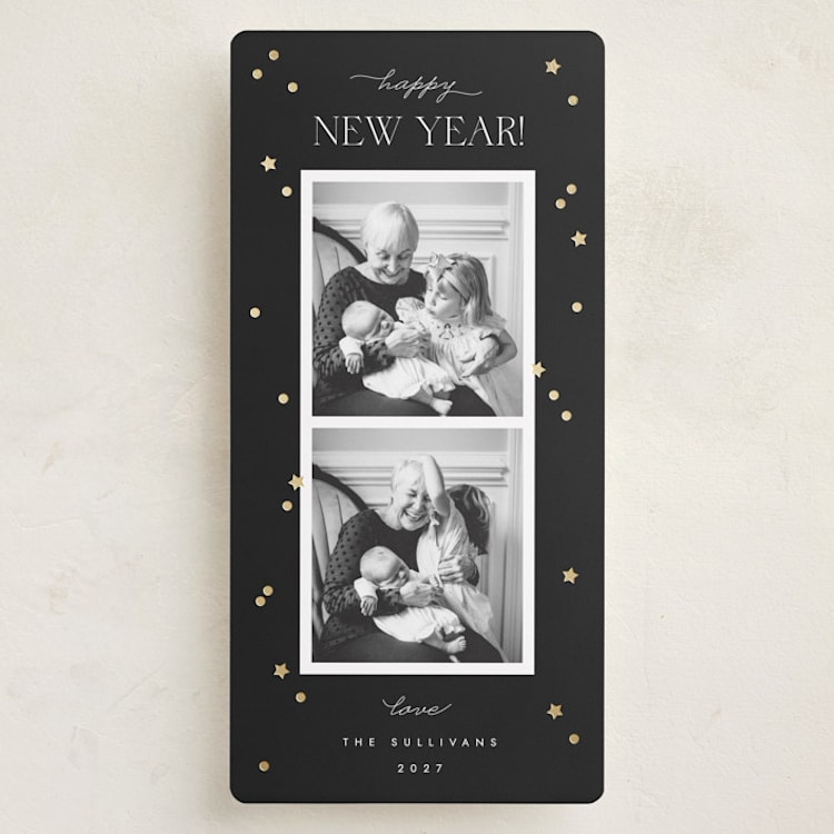 "New Year Confetti" - Holiday Cards in Noir by Emily Sabol Goss - Front
