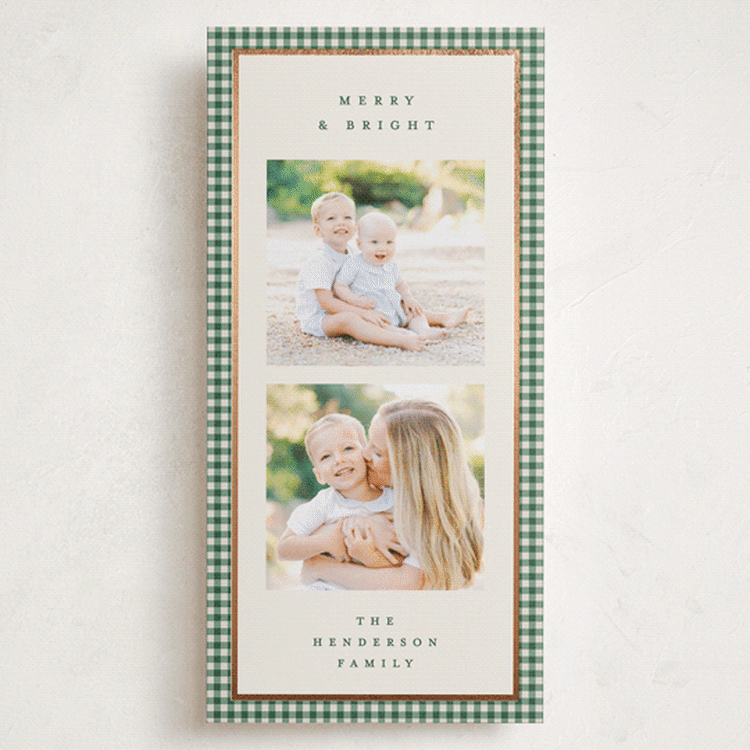 "Gingham Border" - Holiday Cards in Rosemary by Kelly Watkins - Front