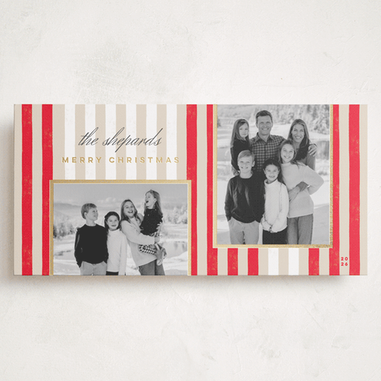 "Vintage Stripes" - Holiday Cards in Candy Cane by Stacey Day - Front