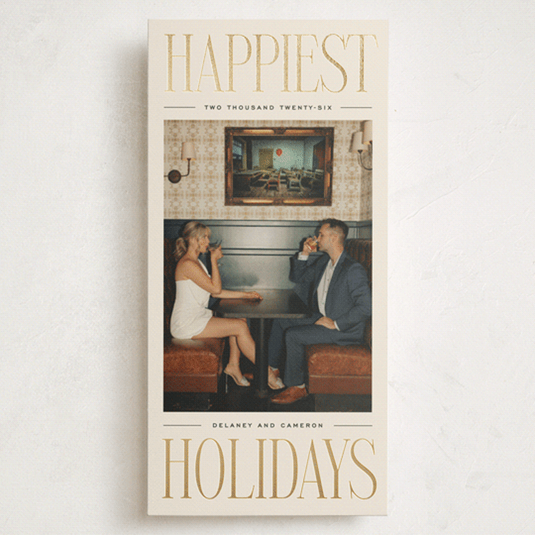 "Elongated" - Holiday Cards in Licorice by Ekko Studio - Front
