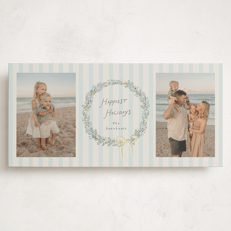 "Seaside Wreath" - Holiday Cards in Seaglass by Laura Hankins - Front