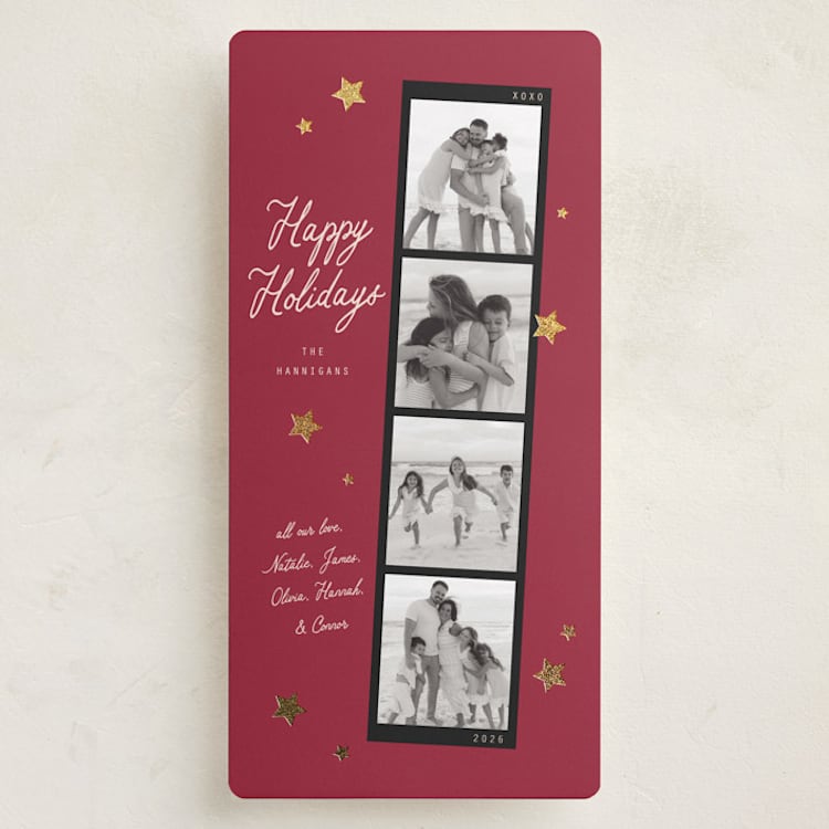 "scrapbook stars" - Holiday Cards in Maroon by Everett Paper Goods - Front