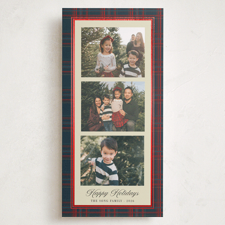 "Tall tartan" - Holiday Cards in Navy by Studio Suku - Front