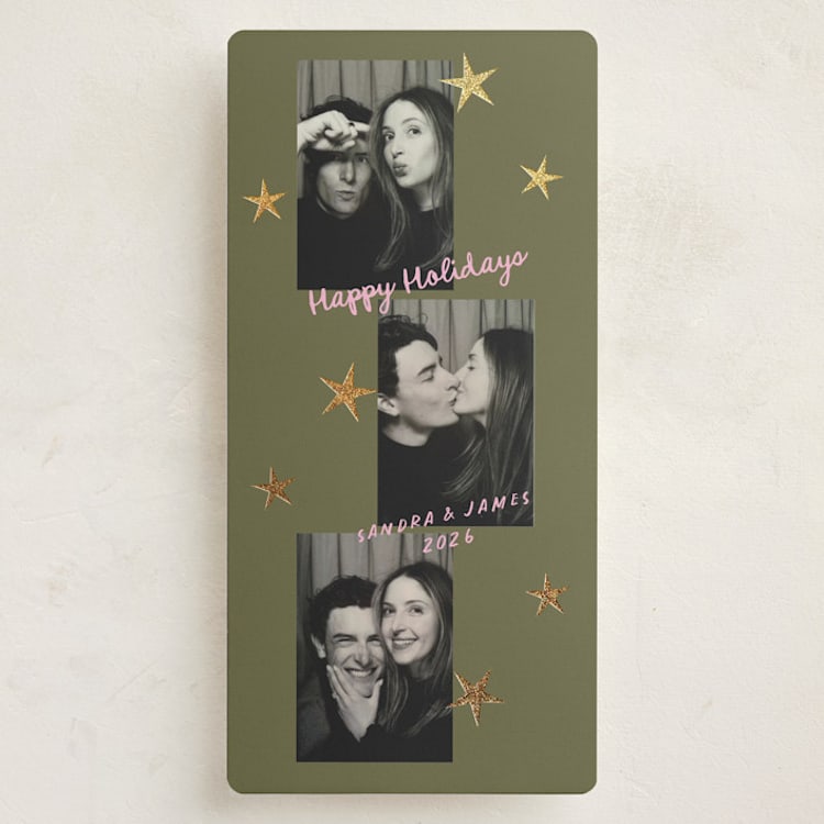 "Photo Booth Star" - Holiday Cards in Moss by Claudia Orengo - Front