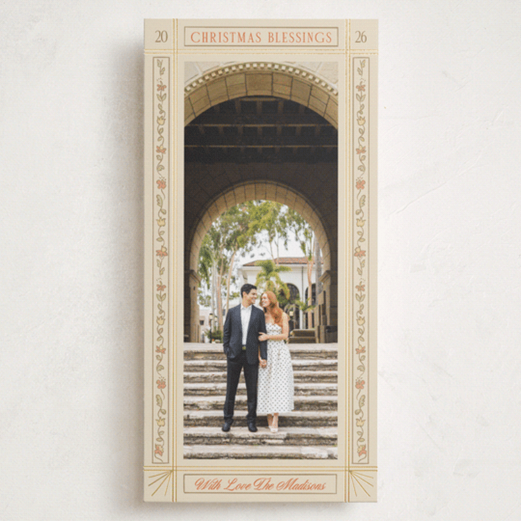 "Vine Frame" - Holiday Cards in Ivory by Becky Nimoy - Front