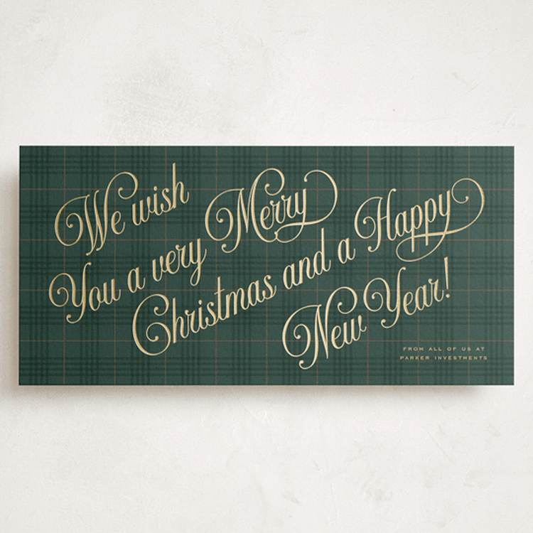 "Merry Script" - Holiday Cards in Tartan by Paper Raven Co. - Front