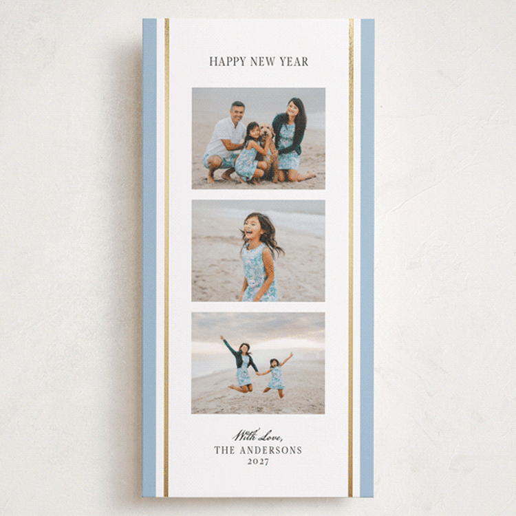 "Foil Gallery" - Holiday Cards in Blue Ivory by Cass Loh - Front