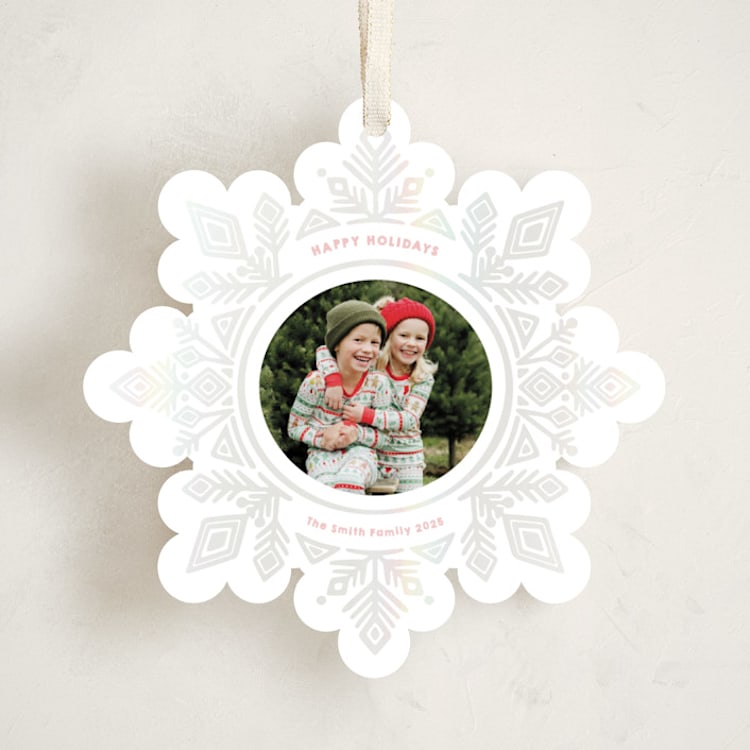 "Super Snowflake" - Holiday Ornament Cards in Blushing by Jessie Steury - Front