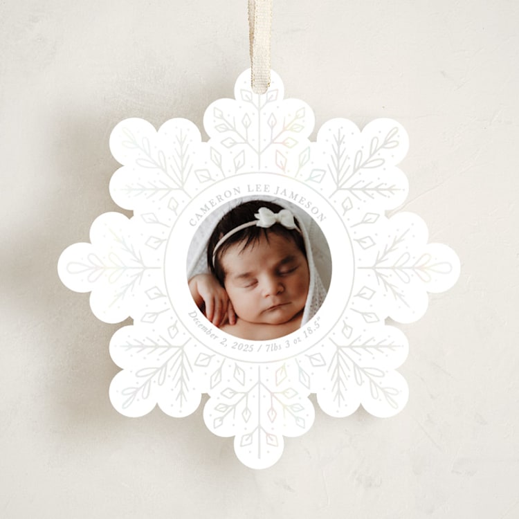 "Winter Snowflake" - Holiday Ornament Cards in Snow by Becky Nimoy - Front