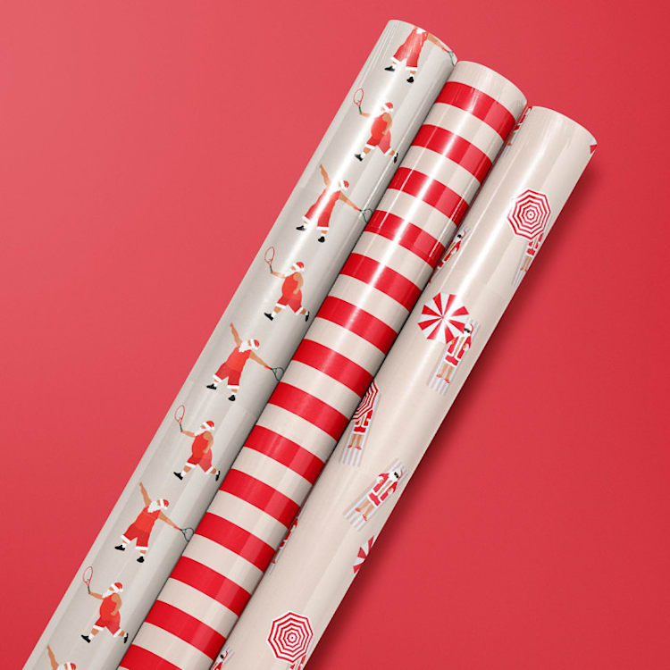 "Red Tropical Wrapping Paper Set" - Holiday Gift Wrap in red by tara berg
