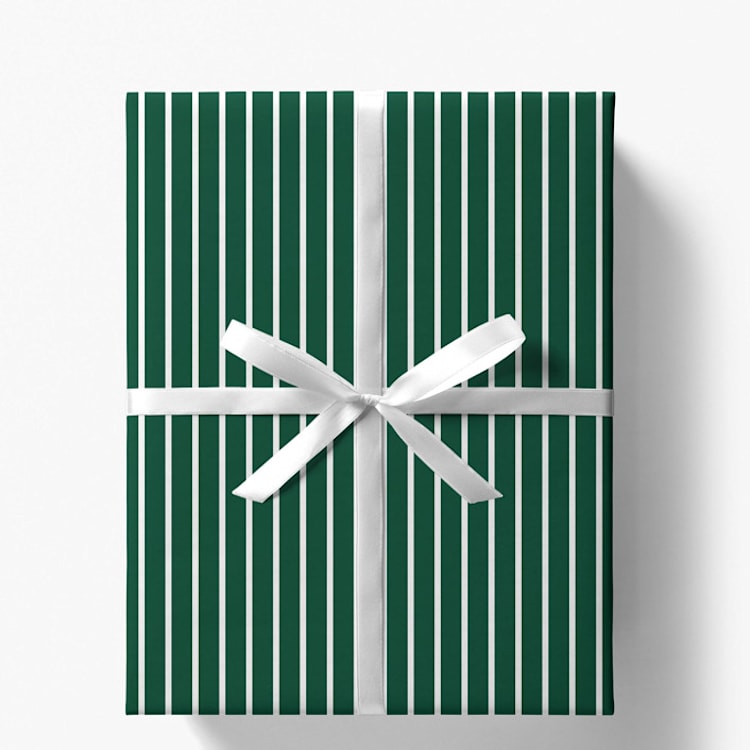 "Hunter Green French Stripe Gift Wrap, Set of 5 Sheets" - Holiday Gift Wrap in green by Liesel Anne