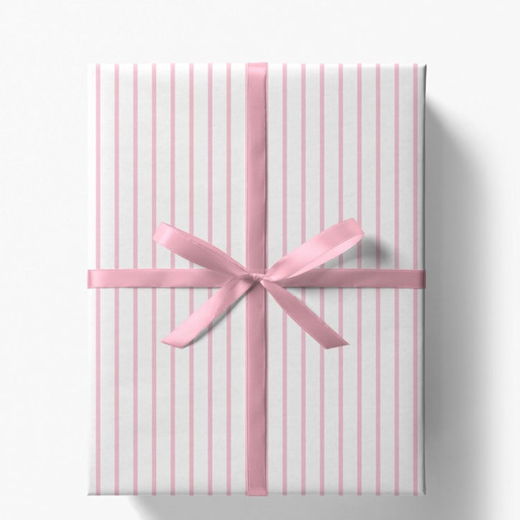 "Blush and White French Stripe Gift Wrap, Set of 5 Sheets" - Holiday Gift Wrap in pink by Liesel Anne