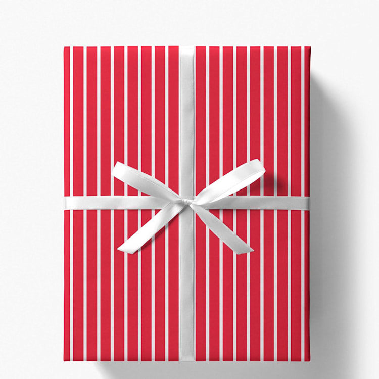 "Red French Stripe Gift Wrap, Set of 5 Sheets" - Holiday Gift Wrap in red by Liesel Anne