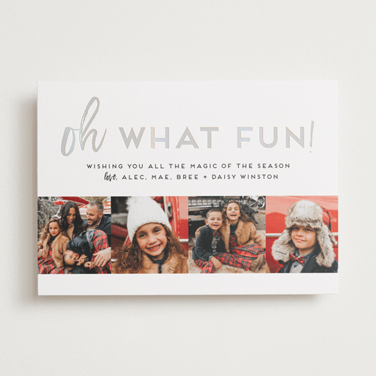 "Oh What Fun Quad" - Holiday Cards in Black Rhodium by Alexandra Cohn - Front