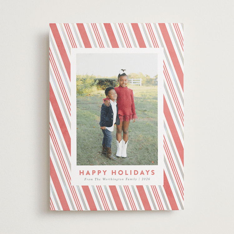 "Peppermint Stripe" - Holiday Cards in Peppermint Stick by Meggy Masters - Front
