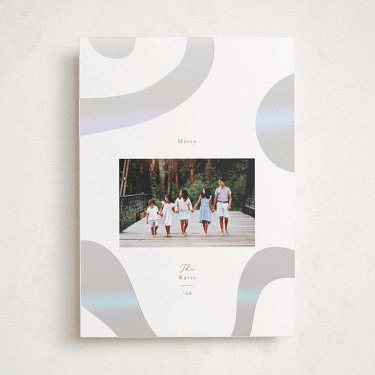 "Shimmer Geo" - Holiday Cards in Smokey Sage by Ana Sharpe - Front