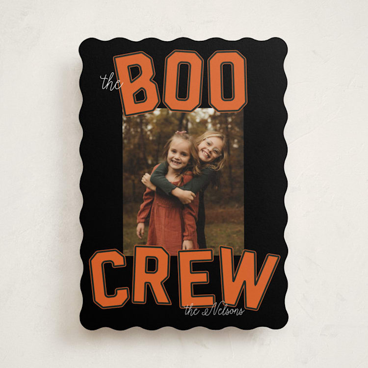 "Varsity Boo Crew" - Halloween Cards in Pumpkin by Baumbirdy - Front