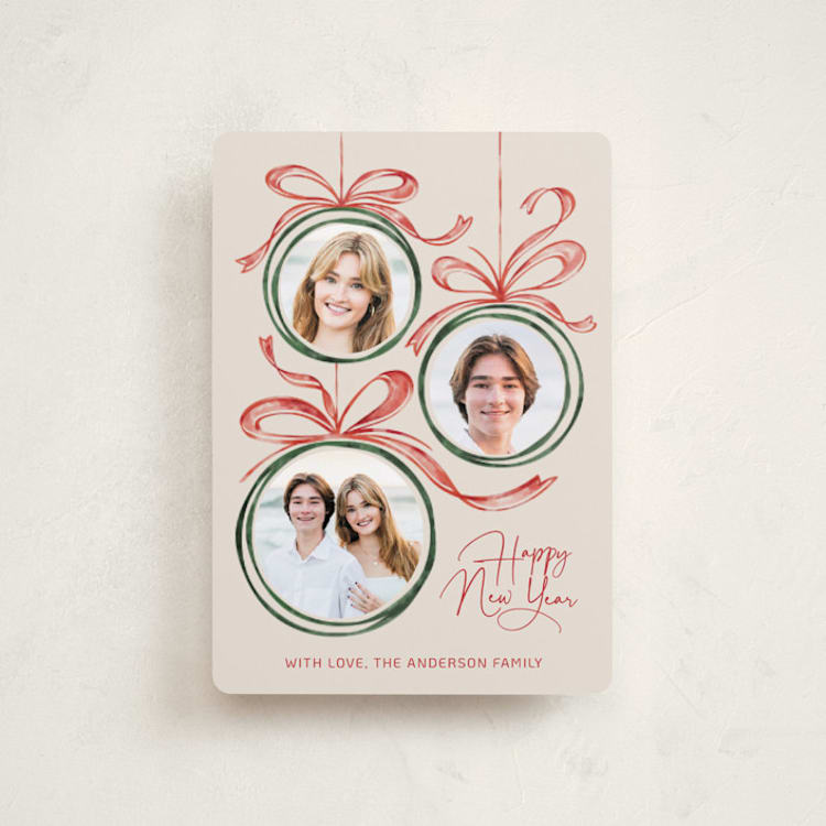 "baubles and bows" - Holiday Cards in Candy Cane by Paper Sun Studio - Front