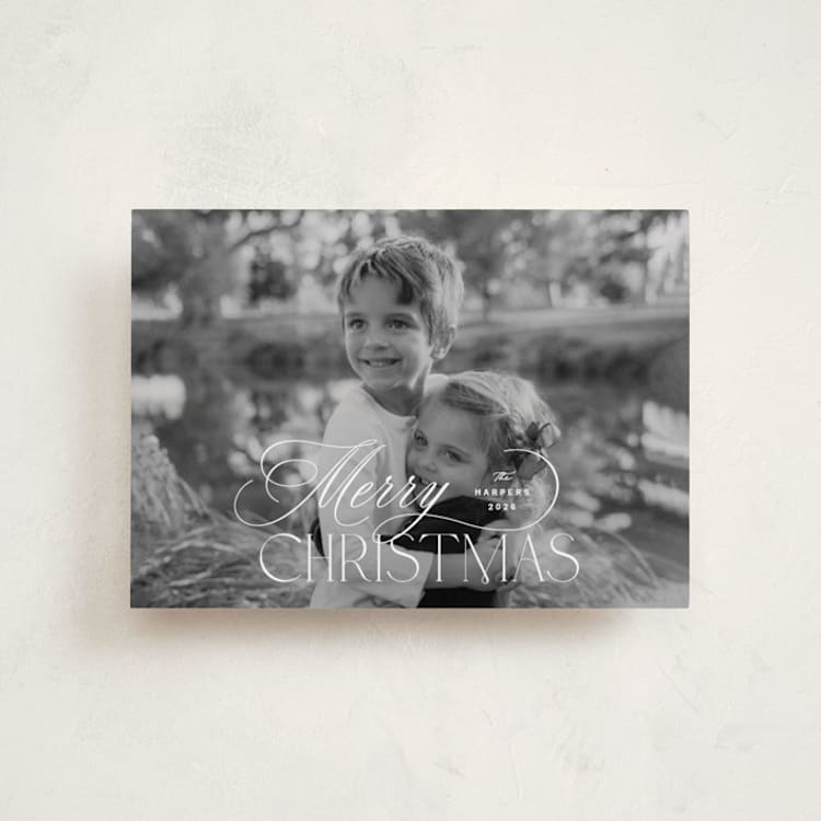 "Holiday in Type" - Holiday Cards in Snow by Design Lotus - Front