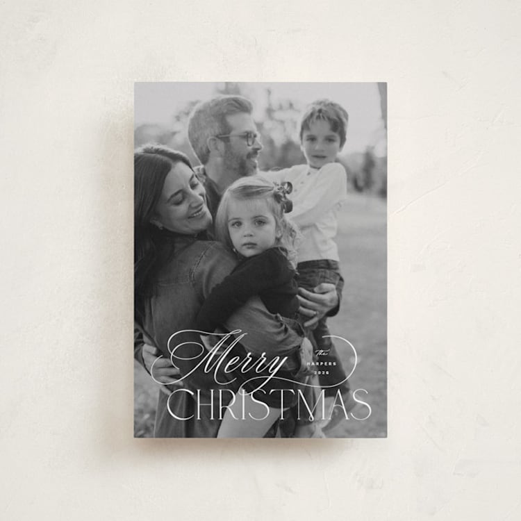 "Holiday in Type" - Holiday Cards in Snow by Design Lotus - Front
