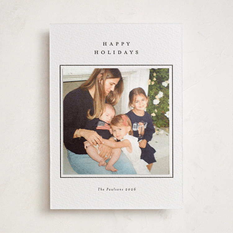 "Photo mount" - Letterpress Holiday Photo Mount Cards in Soft Black by Stacey Meacham - Front