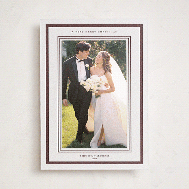 "Holiday Reverie" - Letterpress Holiday Photo Mount Cards in Clove by Alston Foster - Front