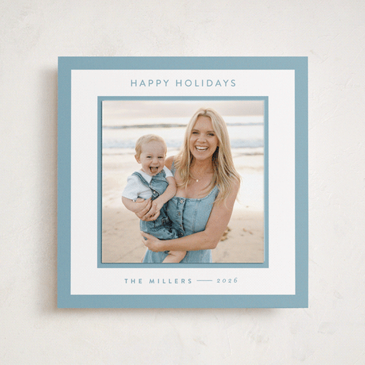 "square" - Holiday Photo Mount Cards in Sky by JoAnn Jinks - Front