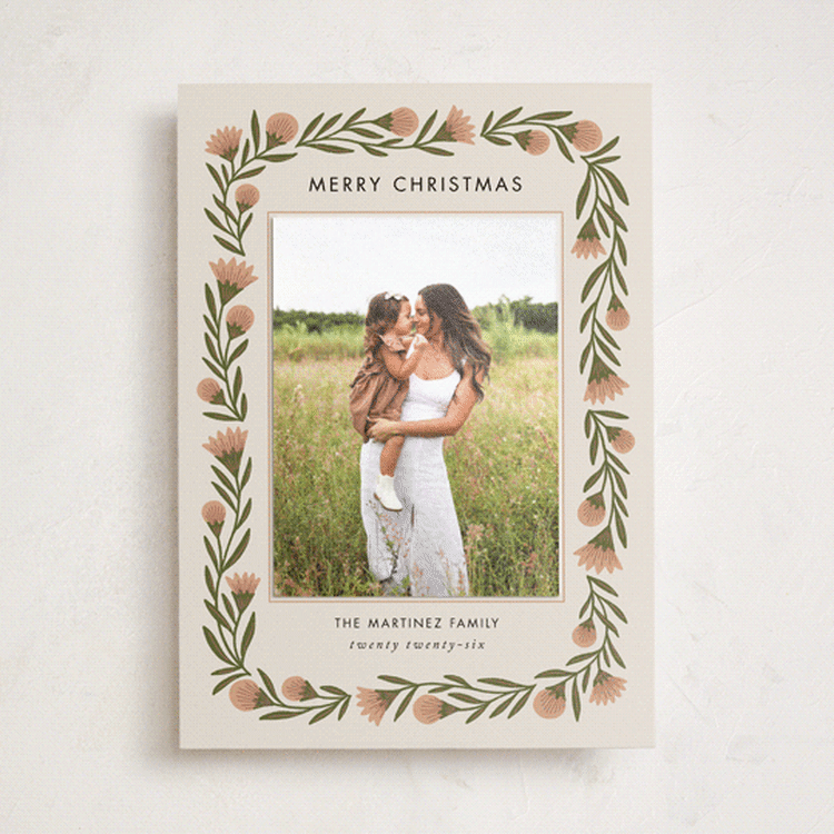 "wreath wrap" - Holiday Photo Mount Cards in Eggnog by Jen Owens - Front
