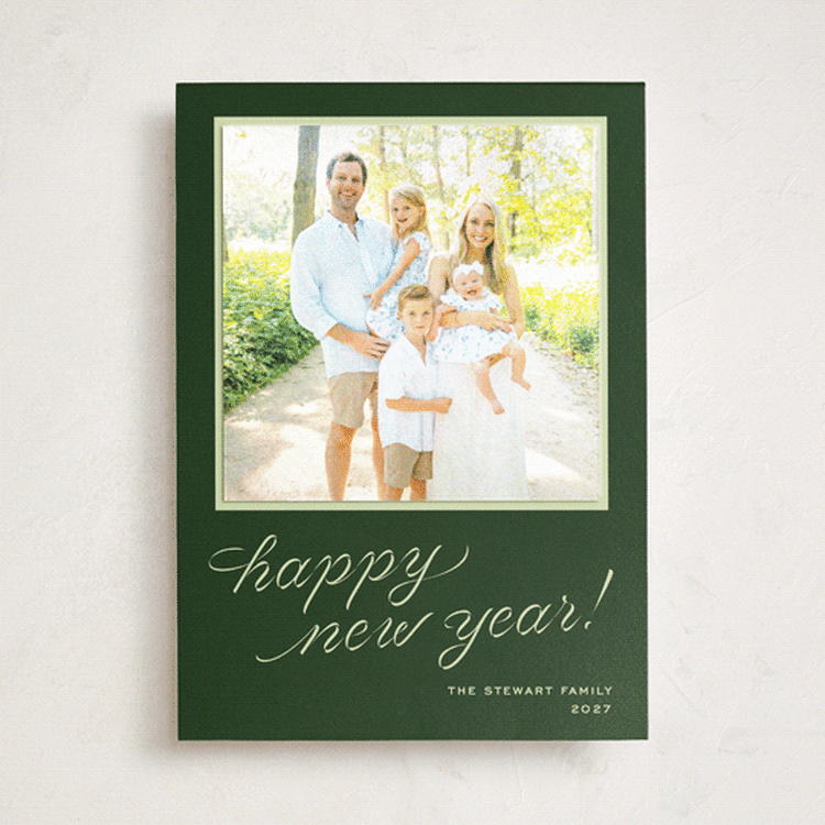 "cotillion" - Holiday Photo Mount Cards in Evergreen by Megan Davis - Front