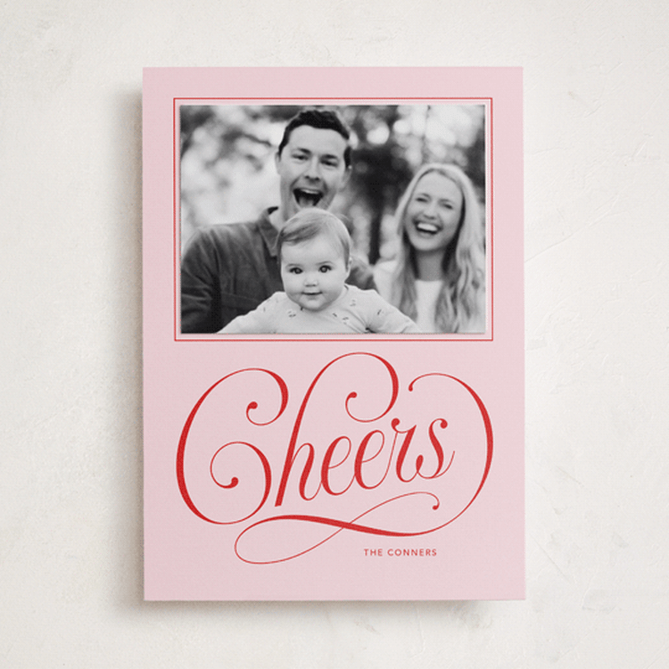 "Joyful Beauty" - Holiday Photo Mount Cards in Blush by Stacey Day - Front