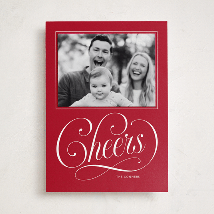 "Joyful Beauty" - Holiday Photo Mount Cards in Cranberry by Stacey Day - Front