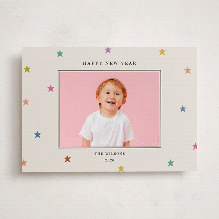 "Tiny Star Confetti" - Holiday Photo Mount Cards in Confetti by Kercia Jane - Front