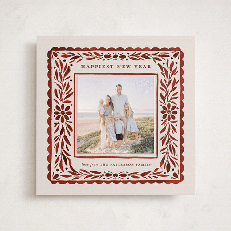 "Puebla" - Holiday Photo Mount Cards in Crimson by Meagan Christensen - Front