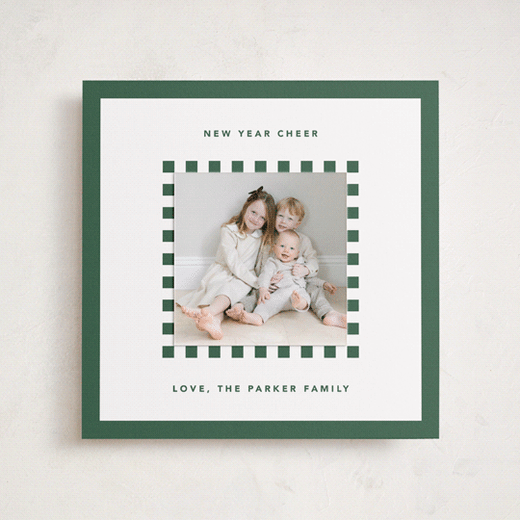 "Checker Frame" - Holiday Photo Mount Cards in Pine by Kelly Watkins - Front