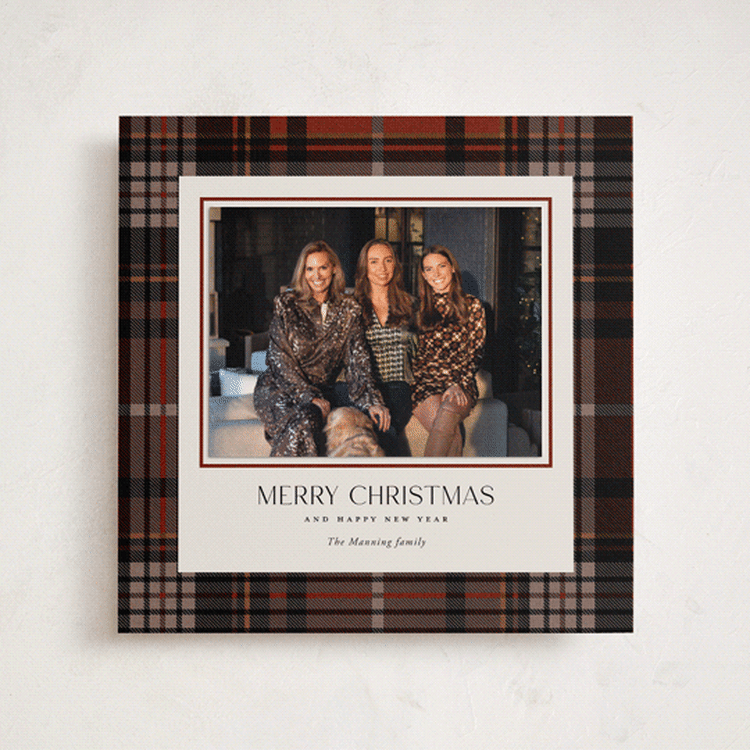 "Tartan Traditions" - Holiday Photo Mount Cards in Maple Leaf by Yaling Hou Suzuki - Front