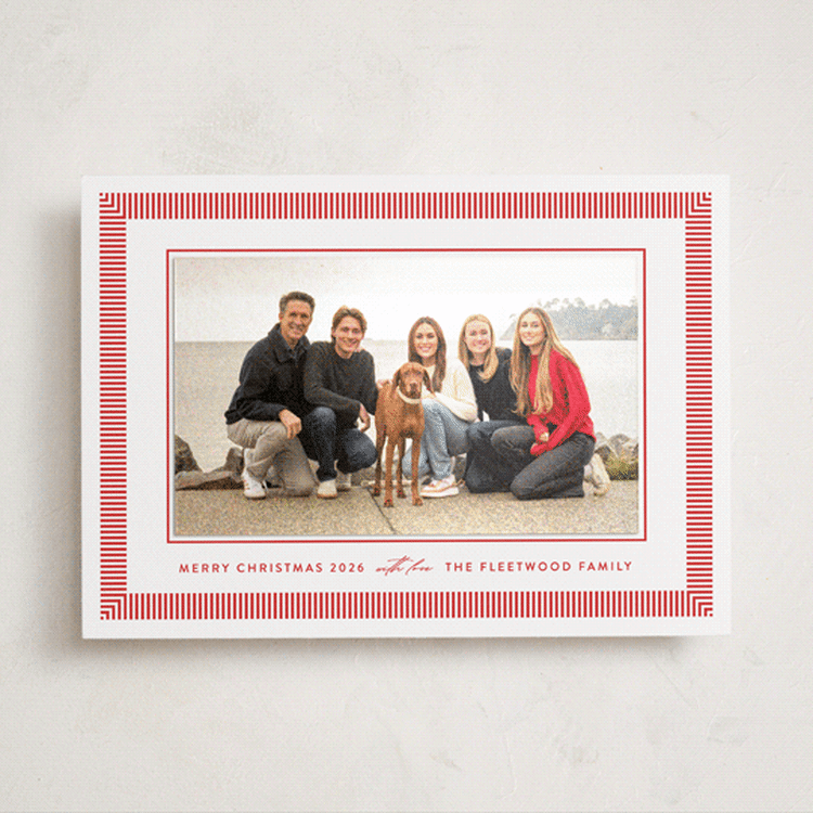 "Viva Stripe" - Holiday Photo Mount Cards in Peppermint by Olivia Raufman - Front