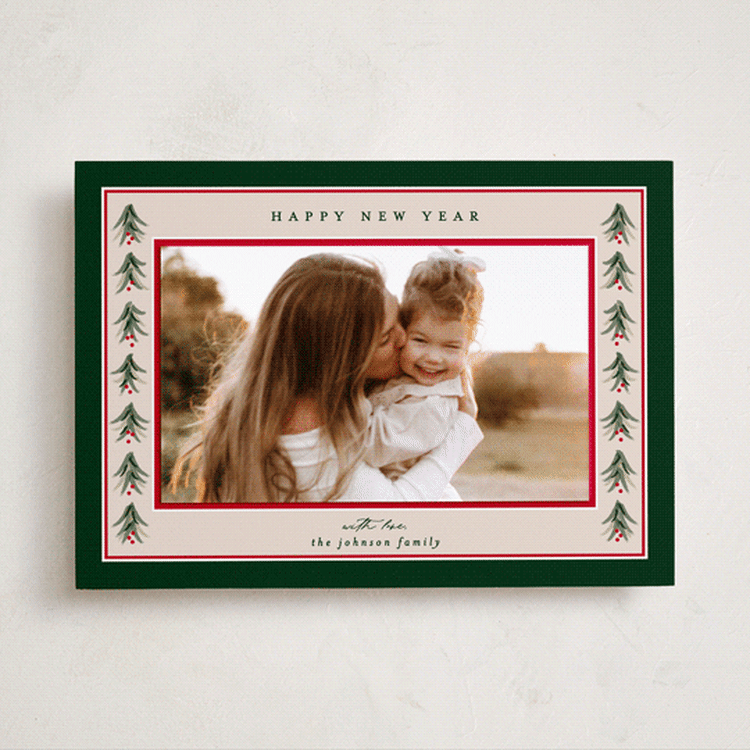 "Cozy Garland" - Holiday Photo Mount Cards in Pine by Ashley Iwafuchi - Front