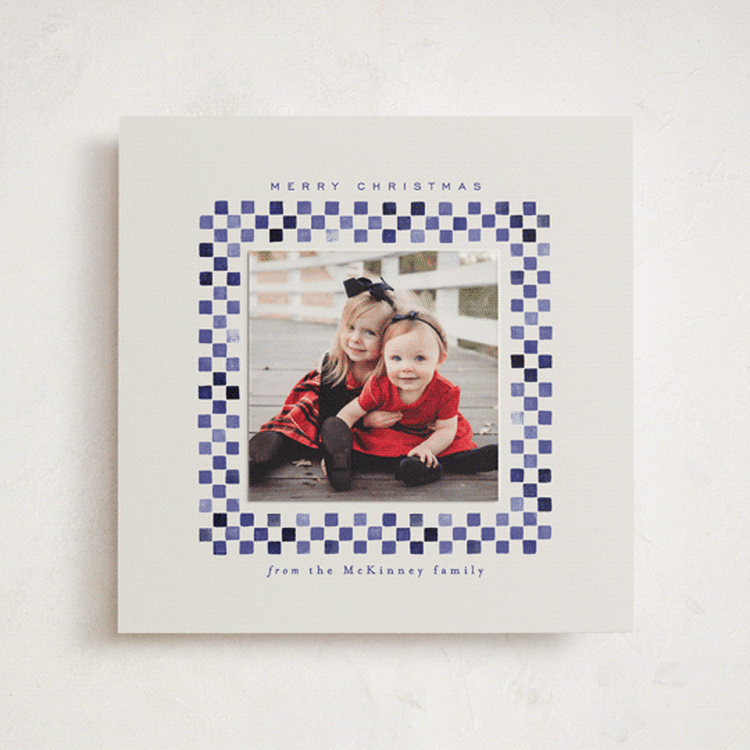 "Checkerboard" - Holiday Photo Mount Cards in Dusk by Alethea and Ruth - Front