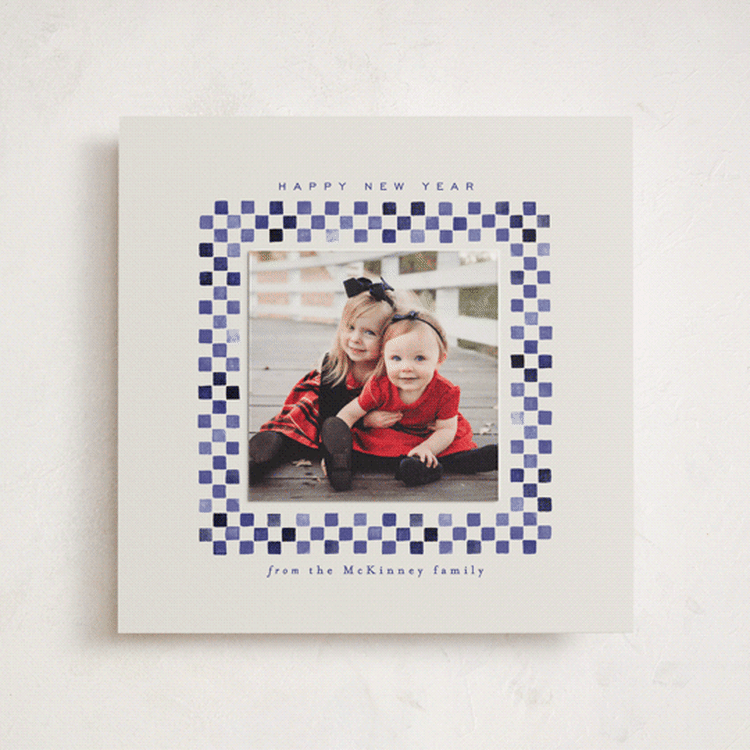 "Checkerboard" - Holiday Photo Mount Cards in Dusk by Alethea and Ruth - Front