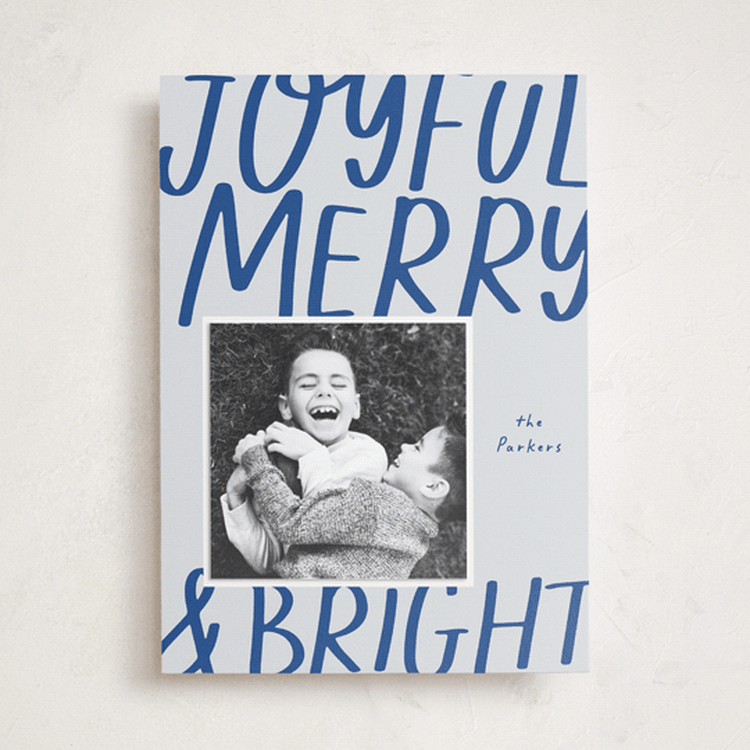 "Joyful Merry Bright" - Holiday Photo Mount Cards in Wintermint by AK Graphics - Front