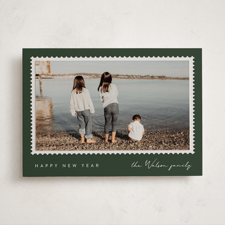 "Stamped" - Holiday Photo Mount Cards in Ivy by Maja Cunningham - Front