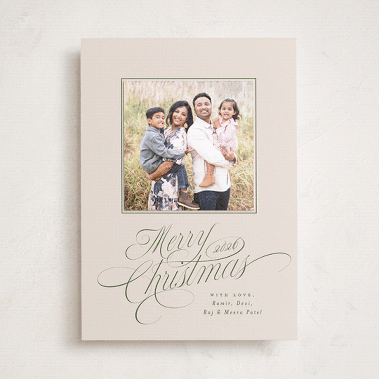 "Glide" - Holiday Photo Mount Cards in Pine Needle by Everett Paper Goods - Front