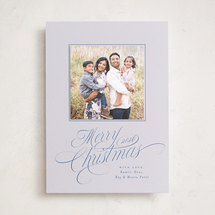 "Glide" - Holiday Photo Mount Cards in Frozen Pond by Everett Paper Goods - Front