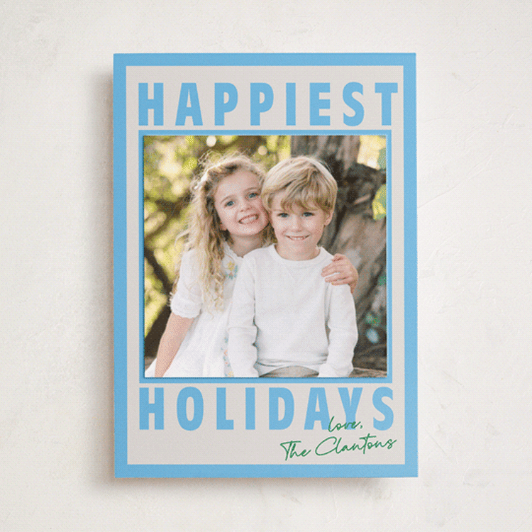 "Wordy Waze" - Holiday Photo Mount Cards in Glacier by Kaydi Bishop - Front