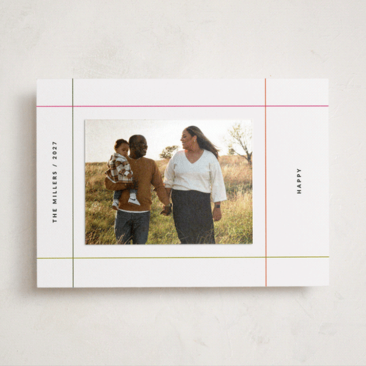 "Simple Grid" - Holiday Photo Mount Cards in Sugar Cookie by Sumak Studio - Front