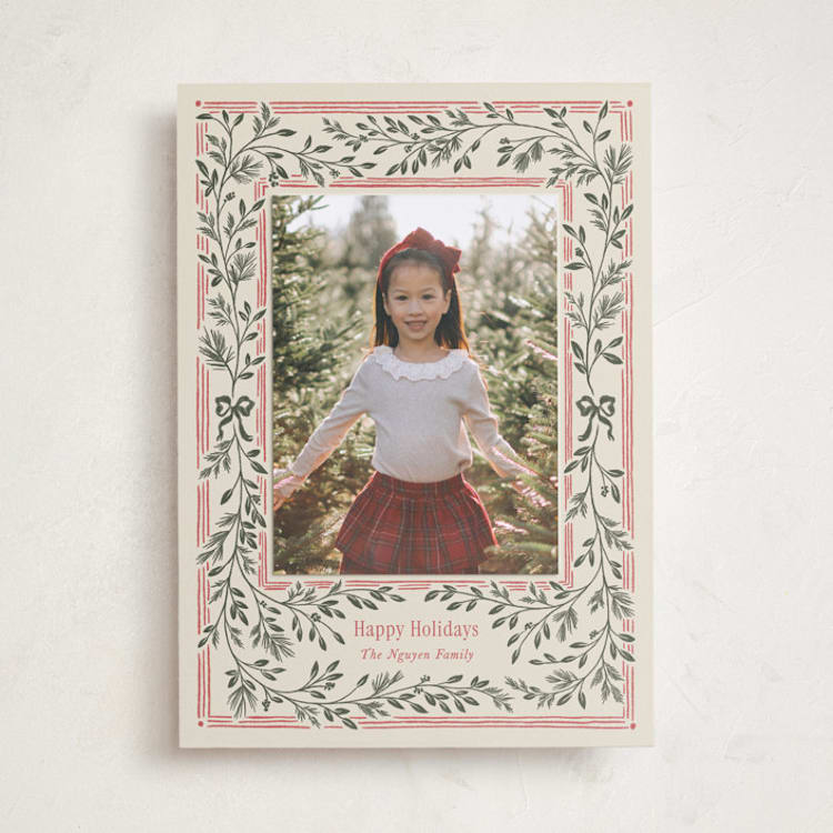 Merry Greenery Holiday Photo Mount Cards