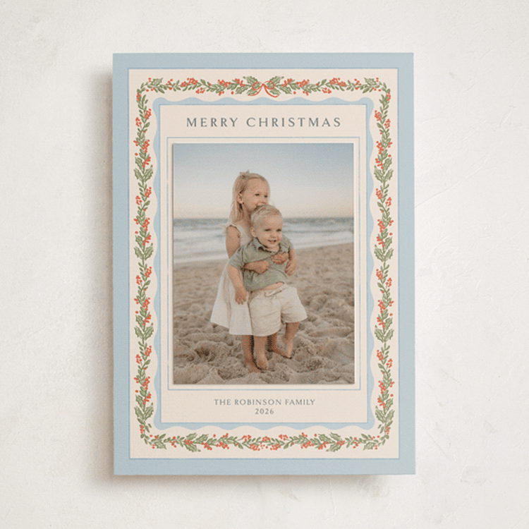 "Heirloom coastal frame" - Holiday Photo Mount Cards in Blue Jay by Creo Study - Front